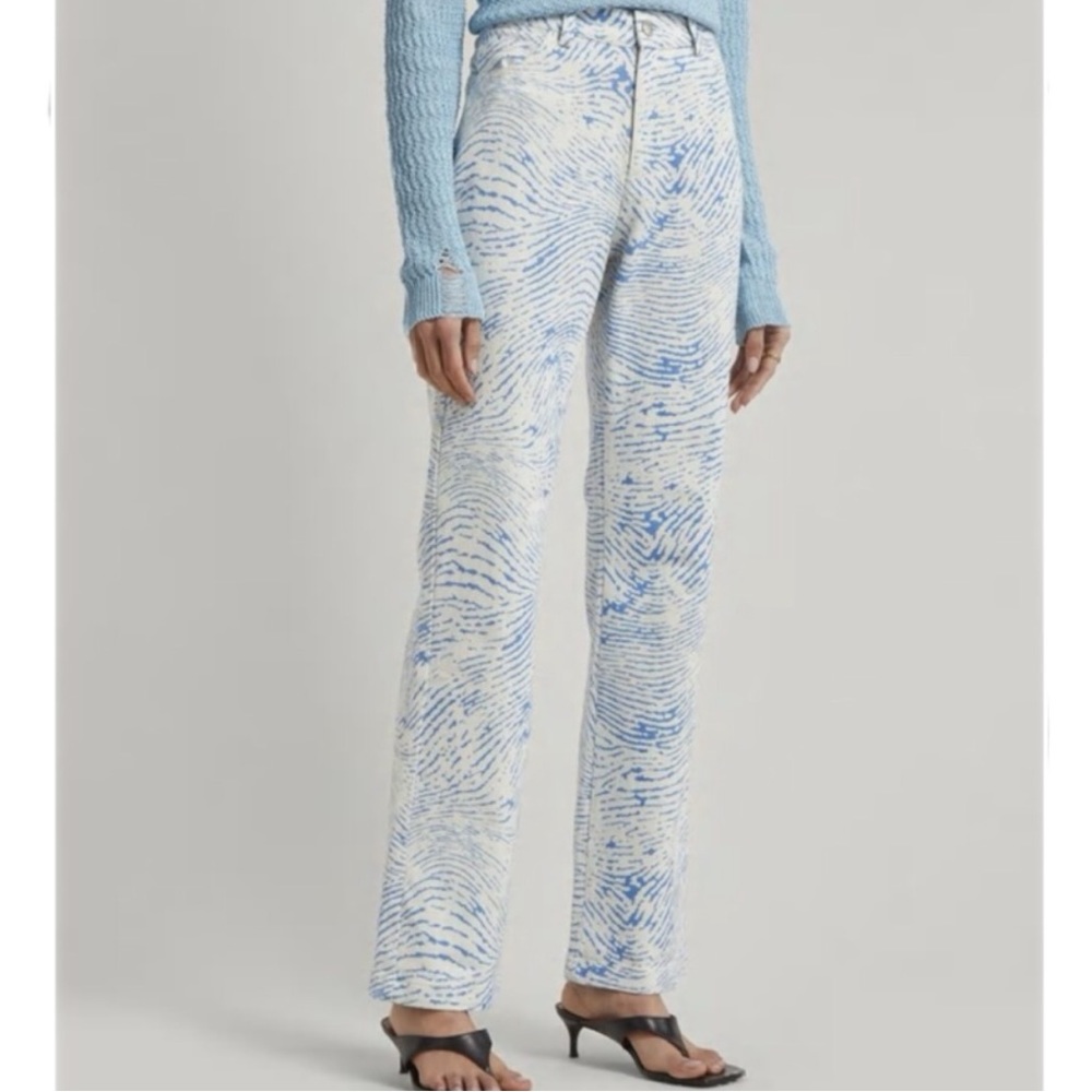 Paloma Wool Blue and White Straight Leg Jeans
